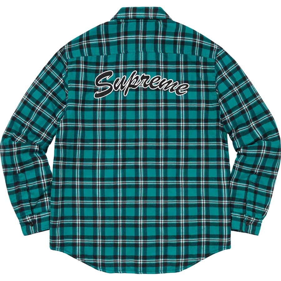 Details on Arc Logo Quilted Flannel Shirt Green from fall winter
                                                    2019 (Price is $138)