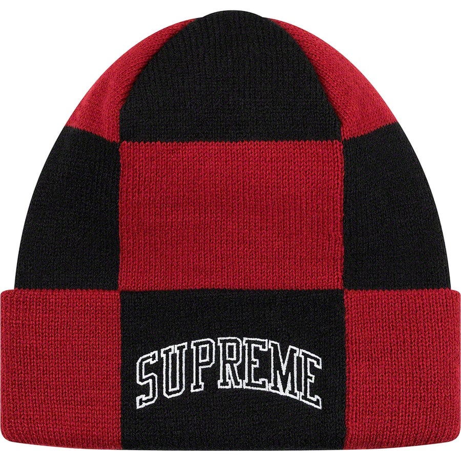 Details on Checkerboard Beanie Dark Red from fall winter
                                                    2019 (Price is $34)