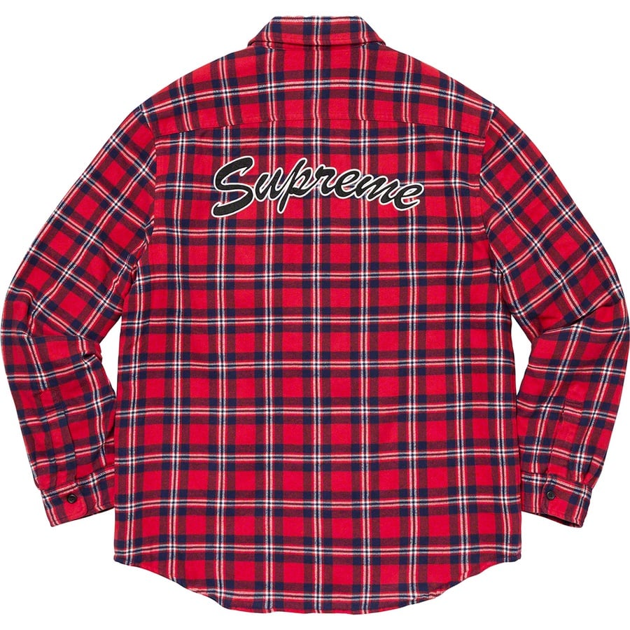 Details on Arc Logo Quilted Flannel Shirt Red from fall winter
                                                    2019 (Price is $138)