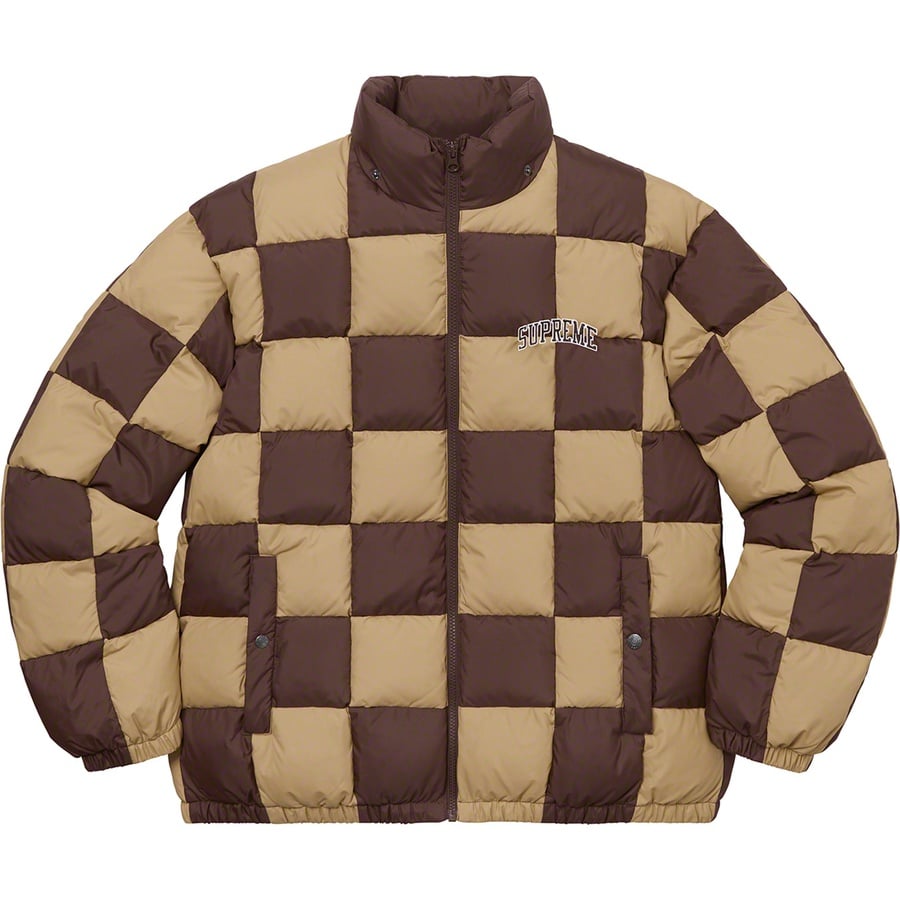 Details on Checkerboard Puffy Jacket Tan from fall winter
                                                    2019 (Price is $338)