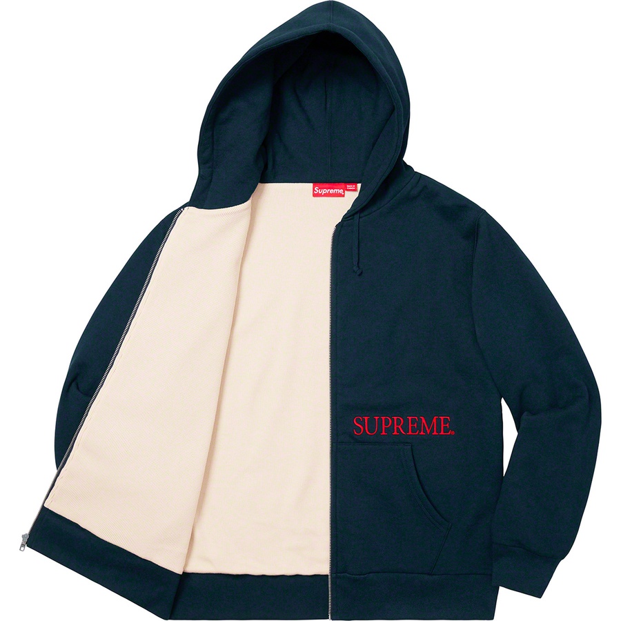 Details on Thermal Zip Up Hooded Sweatshirt Navy from fall winter 2019 (Price is $198)