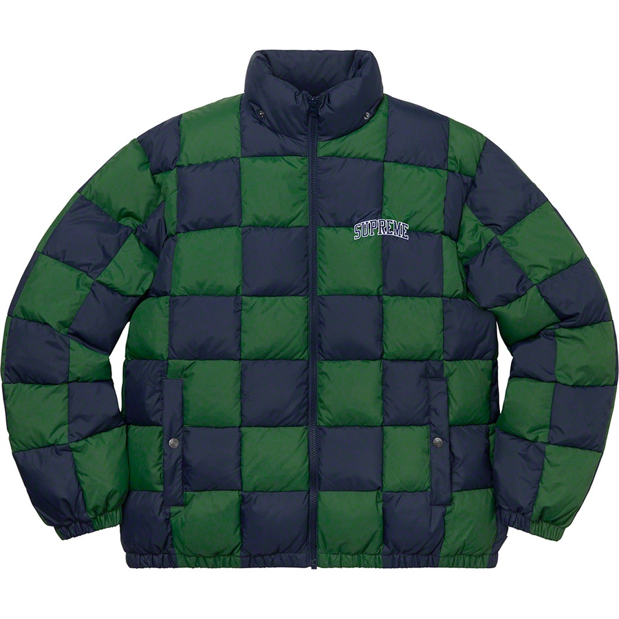 Supreme Checkerboard Puffy Jacket (FW19) - Navy - $338