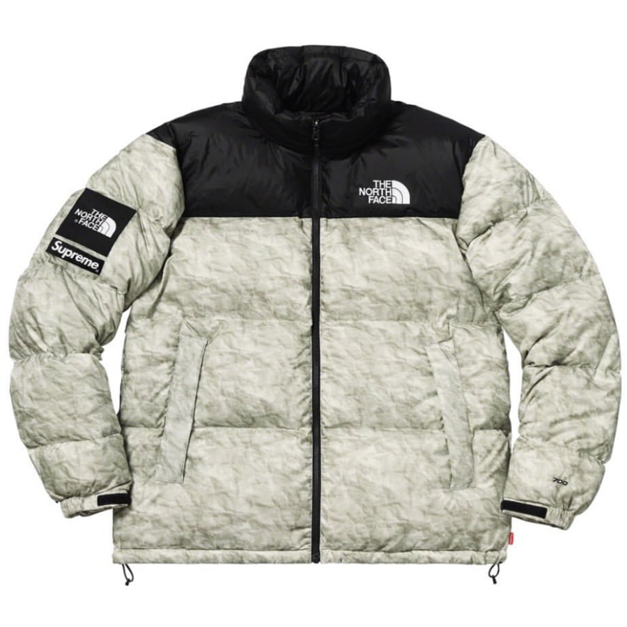 Details on Supreme The North Face Paper Print Nuptse Jacket  from fall winter 2019 (Price is $398)