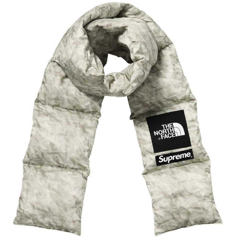 Supreme Supreme The North Face Paper Print 700-Fill Down Scarf releasing on Week 18 for fall winter 2019