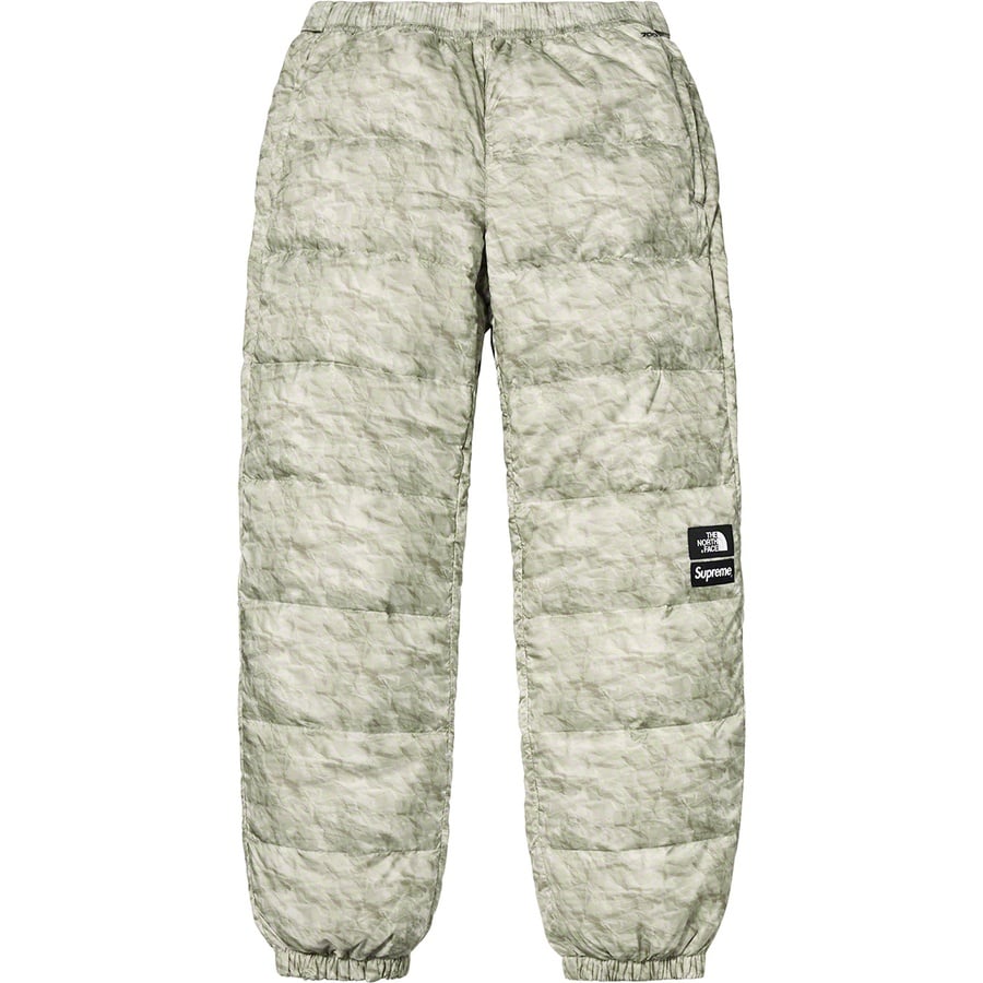 Details on Supreme The North Face Paper Print Nuptse Pant Paper Print from fall winter
                                                    2019 (Price is $218)