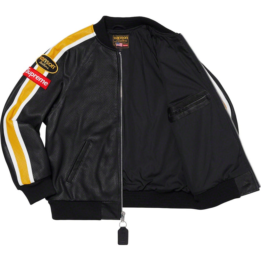 Details on Supreme Vanson Leathers Perforated Bomber Jacket Black from spring summer
                                                    2020 (Price is $788)