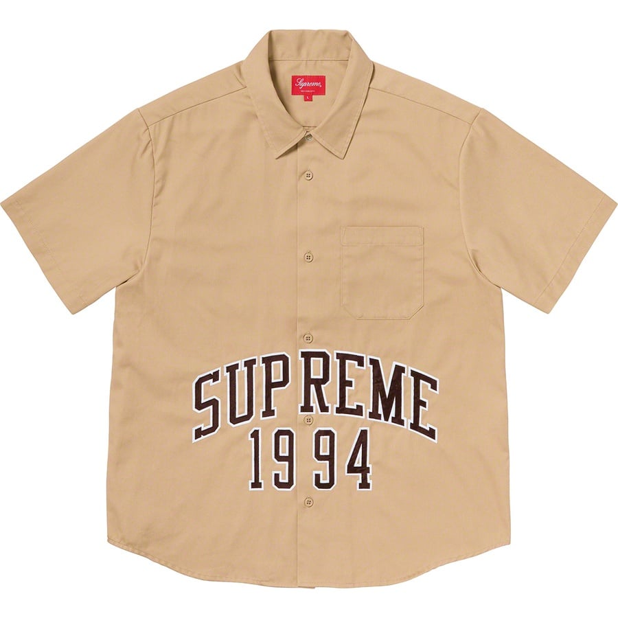 Details on Arc Logo S S Work Shirt Khaki from spring summer 2020 (Price is $128)