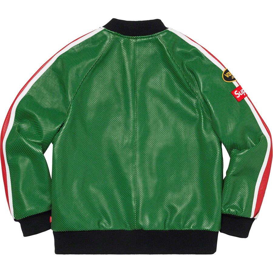 Details on Supreme Vanson Leathers Perforated Bomber Jacket Green from spring summer 2020 (Price is $788)