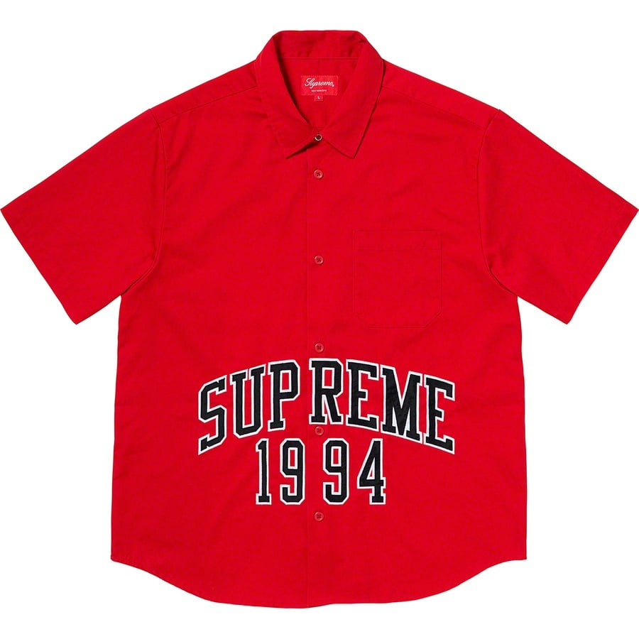 Details on Arc Logo S S Work Shirt Red from spring summer 2020 (Price is $128)