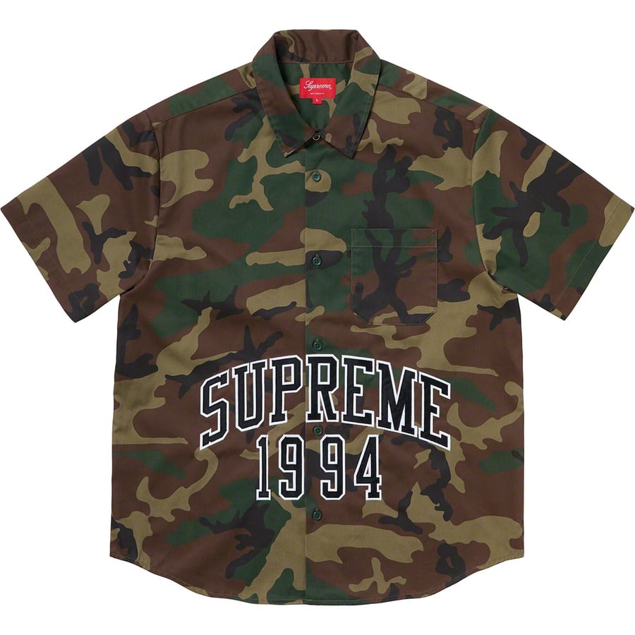 Details on Arc Logo S S Work Shirt Woodland Camo from spring summer
                                                    2020 (Price is $128)