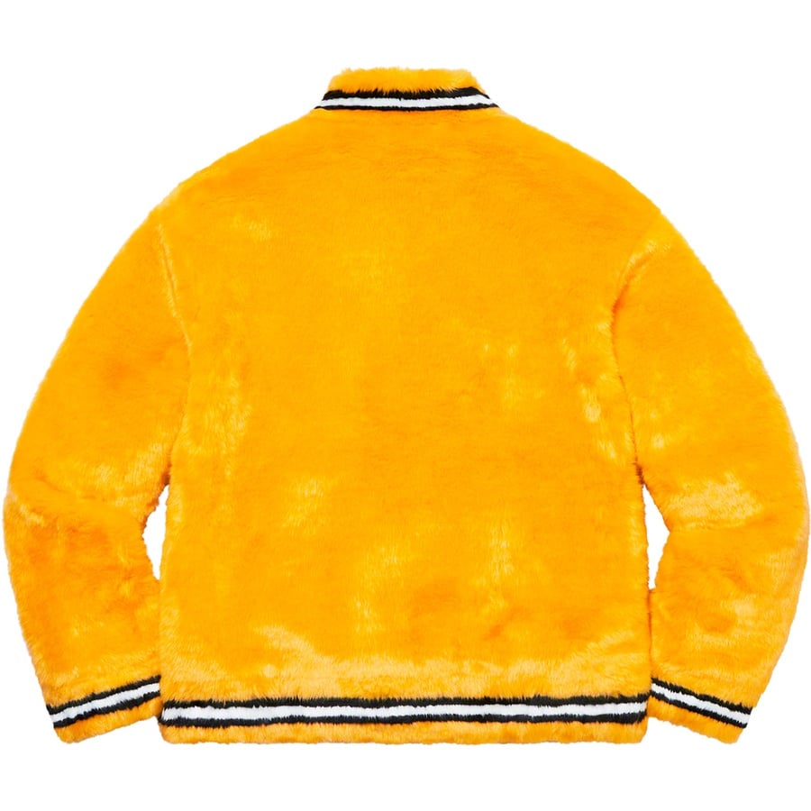 Details on Faux Fur Varsity Jacket Yellow from spring summer 2020 (Price is $398)