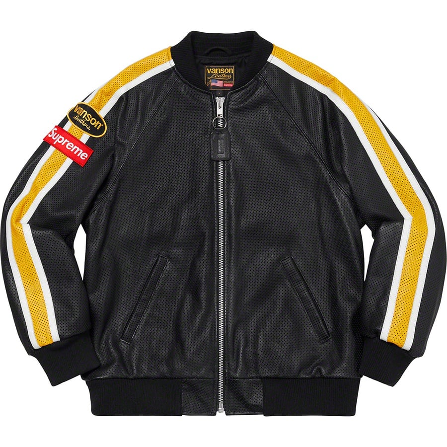 Details on Supreme Vanson Leathers Perforated Bomber Jacket Black from spring summer
                                                    2020 (Price is $788)