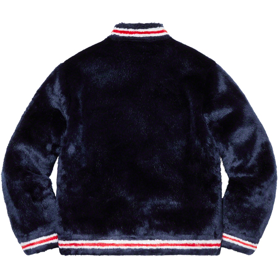 Details on Faux Fur Varsity Jacket Navy from spring summer
                                                    2020 (Price is $398)