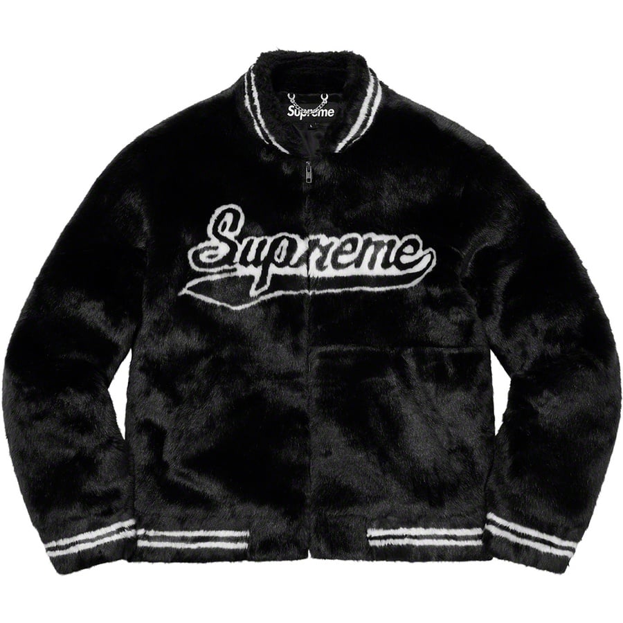 Details on Faux Fur Varsity Jacket Black from spring summer
                                                    2020 (Price is $398)