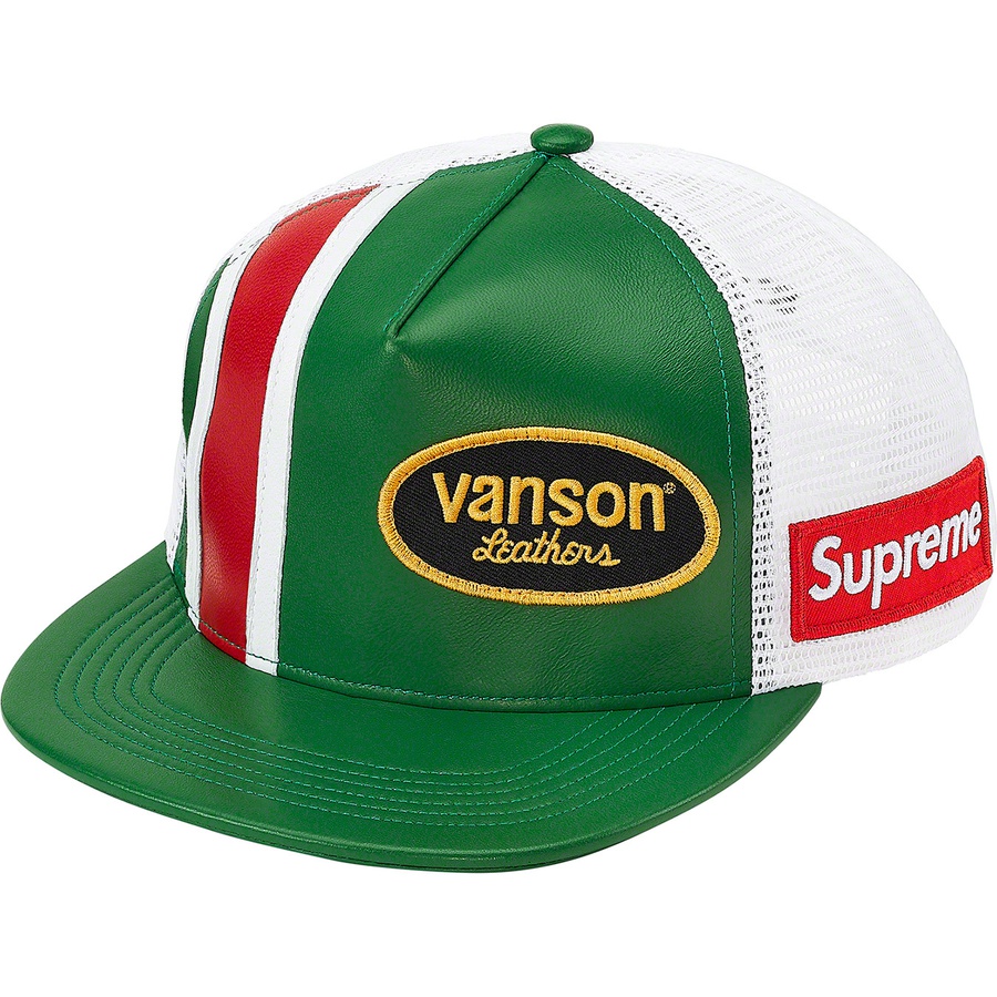Details on Supreme Vanson Leathers Mesh Back 5-Panel Green from spring summer 2020 (Price is $68)