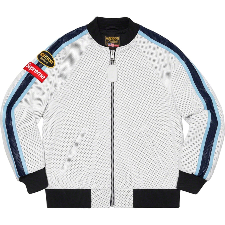 Details on Supreme Vanson Leathers Perforated Bomber Jacket White from spring summer
                                                    2020 (Price is $788)