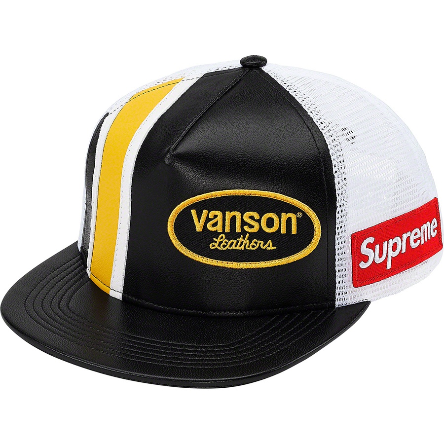 Details on Supreme Vanson Leathers Mesh Back 5-Panel Black from spring summer 2020 (Price is $68)