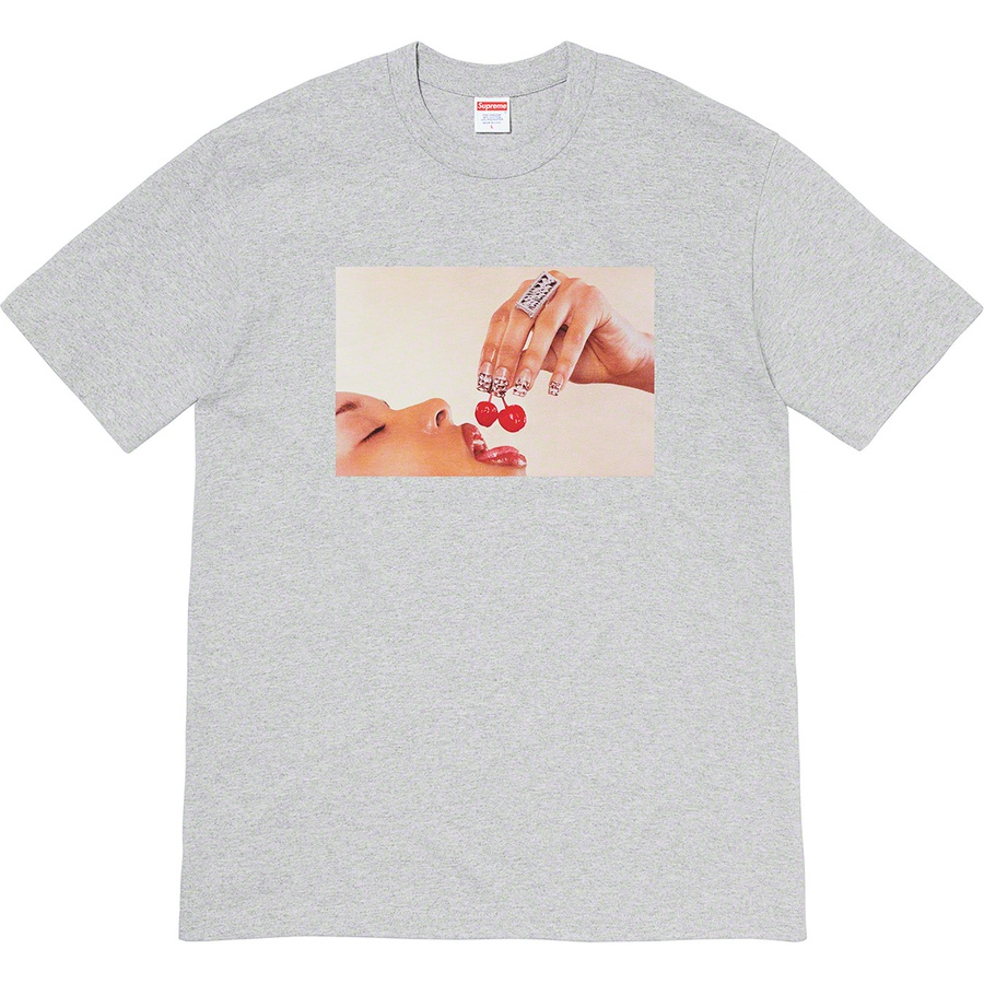 Details on Cherries Tee Heather Grey from spring summer 2020 (Price is $38)