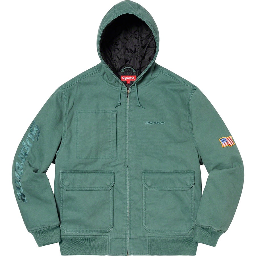 Details on Canvas Hooded Work Jacket Work Green from spring summer
                                                    2020 (Price is $198)