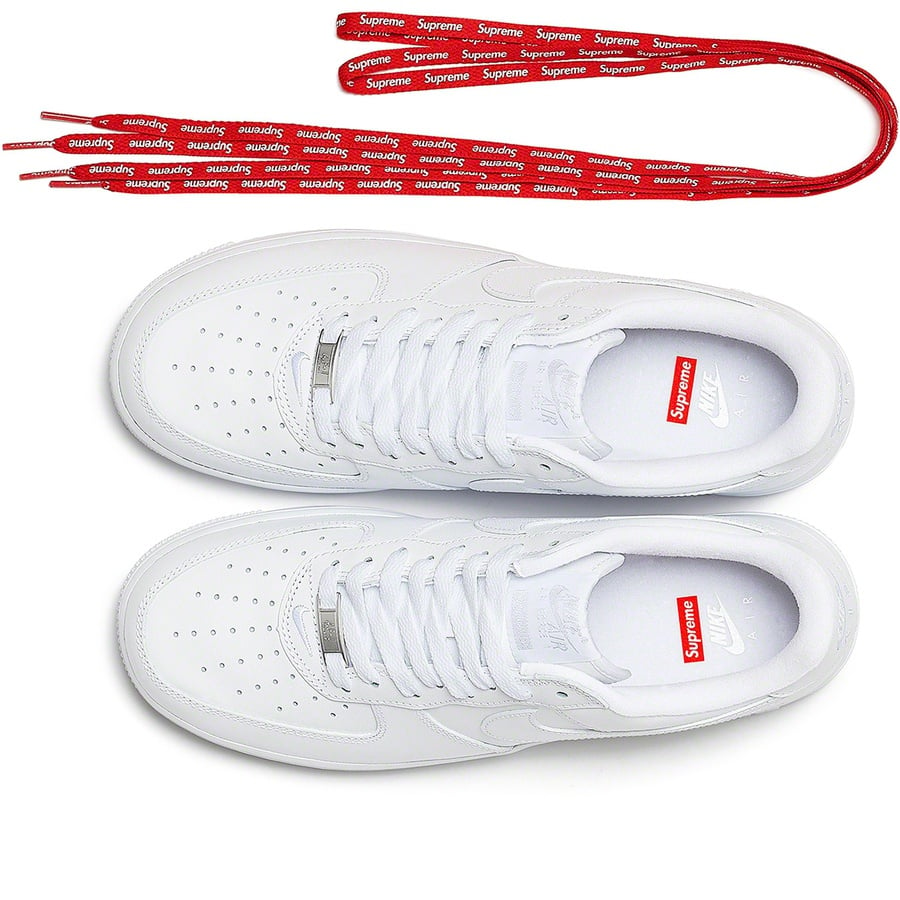 Details on Supreme Nike Air Force 1 Low White from spring summer
                                                    2020 (Price is $96)