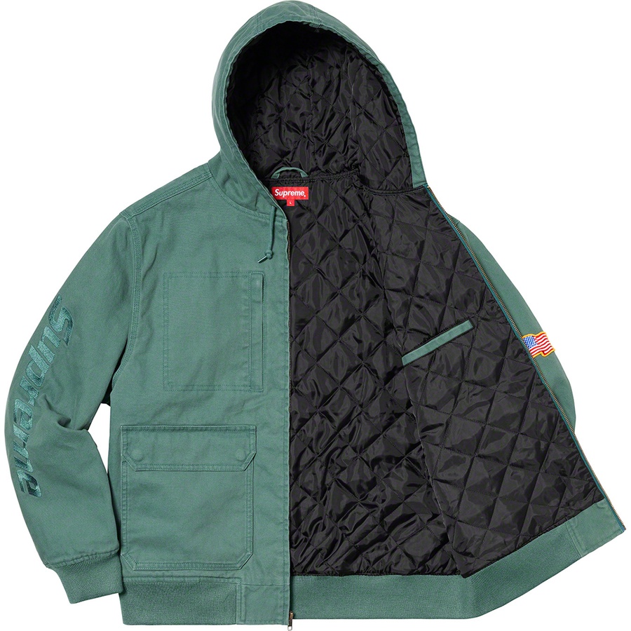 Details on Canvas Hooded Work Jacket Work Green from spring summer
                                                    2020 (Price is $198)