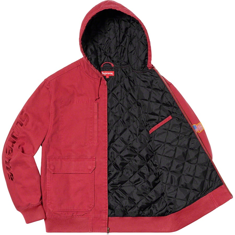 Details on Canvas Hooded Work Jacket Red from spring summer
                                                    2020 (Price is $198)