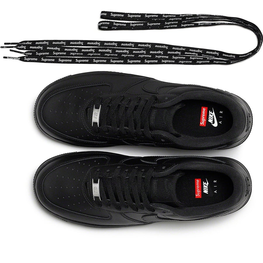 Details on Supreme Nike Air Force 1 Low Black from spring summer
                                                    2020 (Price is $96)