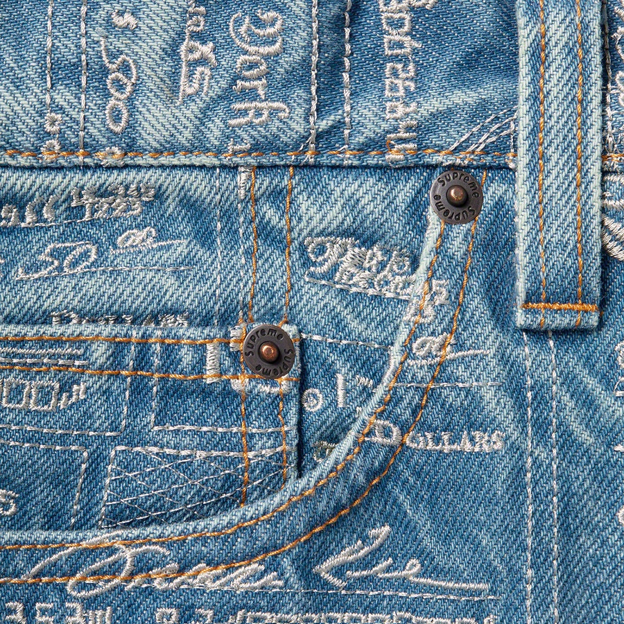 Details on Checks Embroidered Jean Blue from spring summer
                                                    2020 (Price is $178)