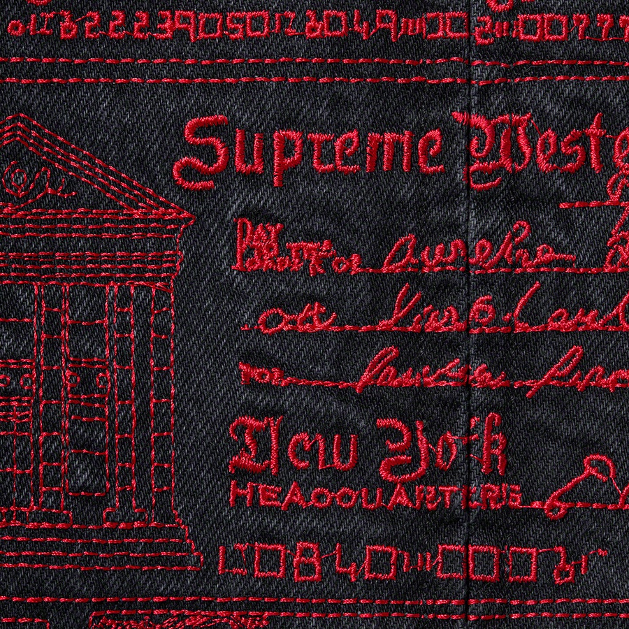 Supreme Checks Embroidered Denim Jacket (SS20) - Black - $238