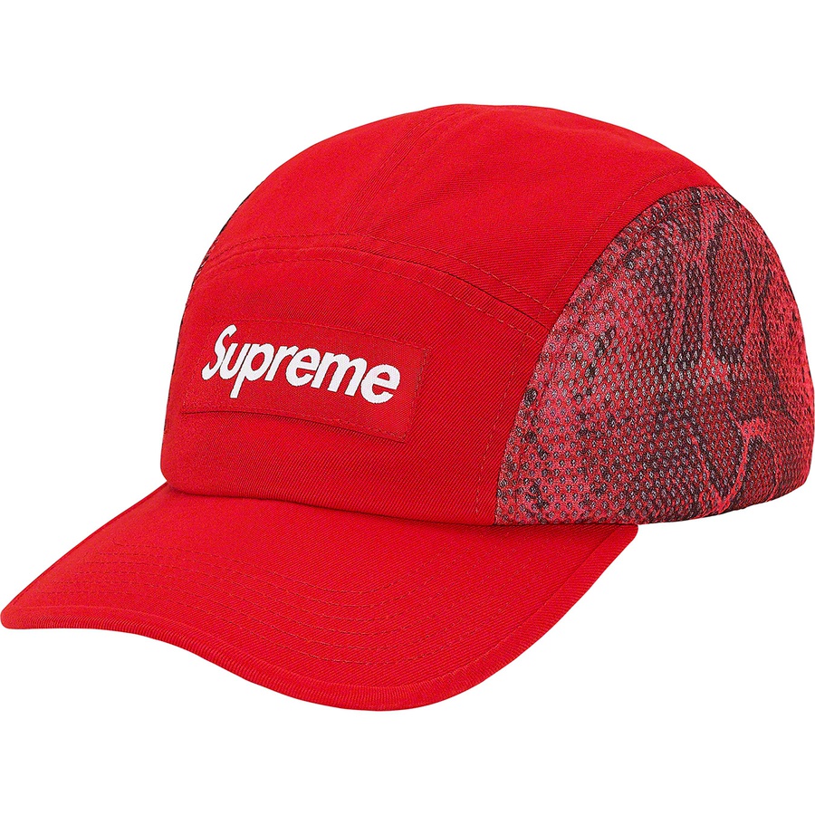 Details on Snakeskin Mesh Camp Cap Red from spring summer 2020 (Price is $48)