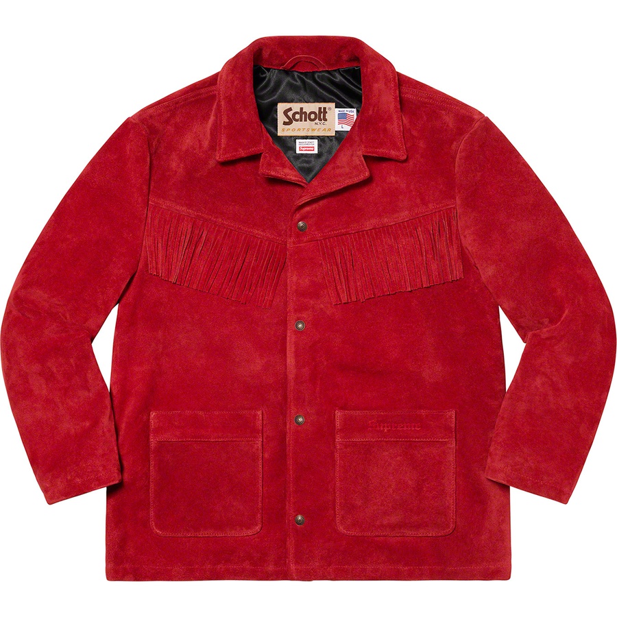 Details on Supreme Schott Fringe Suede Coat Red from spring summer
                                                    2020 (Price is $638)