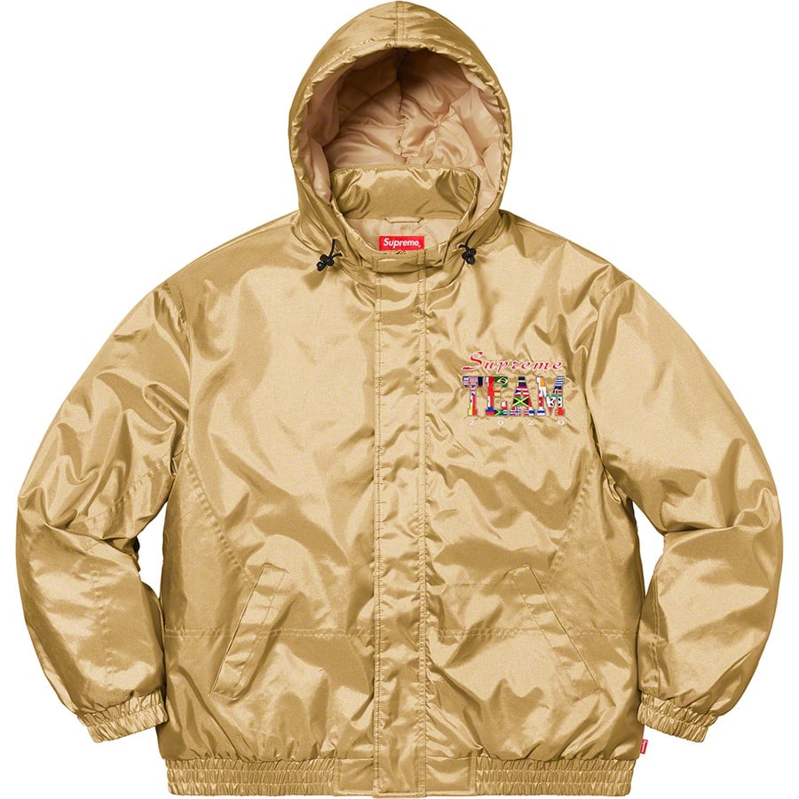 Details on Supreme Team Puffy Jacket Gold from spring summer
                                                    2020 (Price is $248)