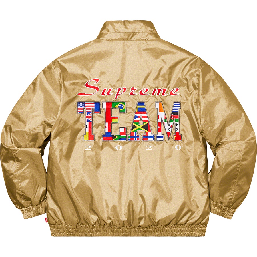 Details on Supreme Team Puffy Jacket Gold from spring summer 2020 (Price is $248)