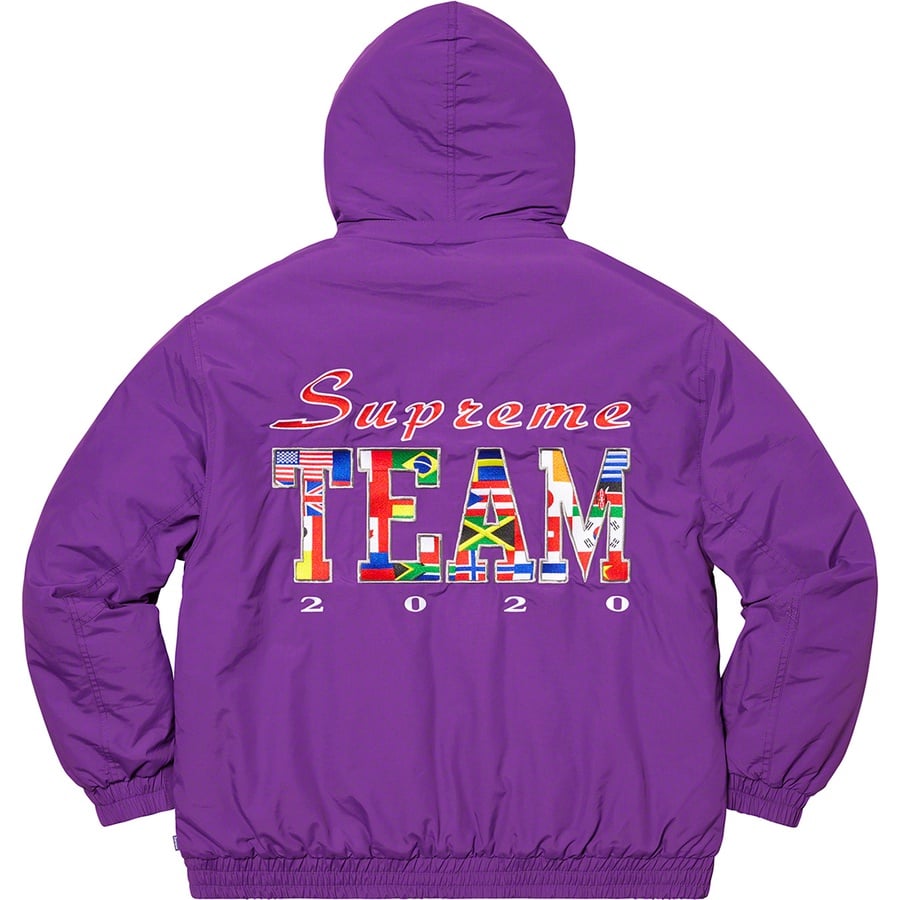 Details on Supreme Team Puffy Jacket Purple from spring summer
                                                    2020 (Price is $248)