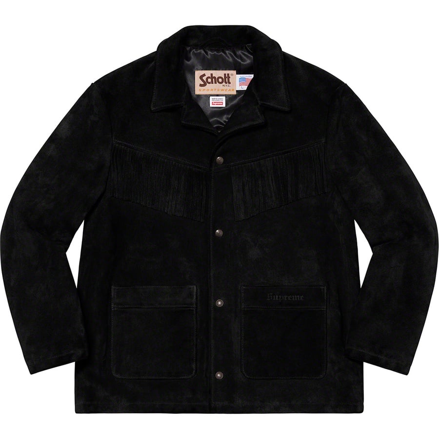 Details on Supreme Schott Fringe Suede Coat Black from spring summer
                                                    2020 (Price is $638)