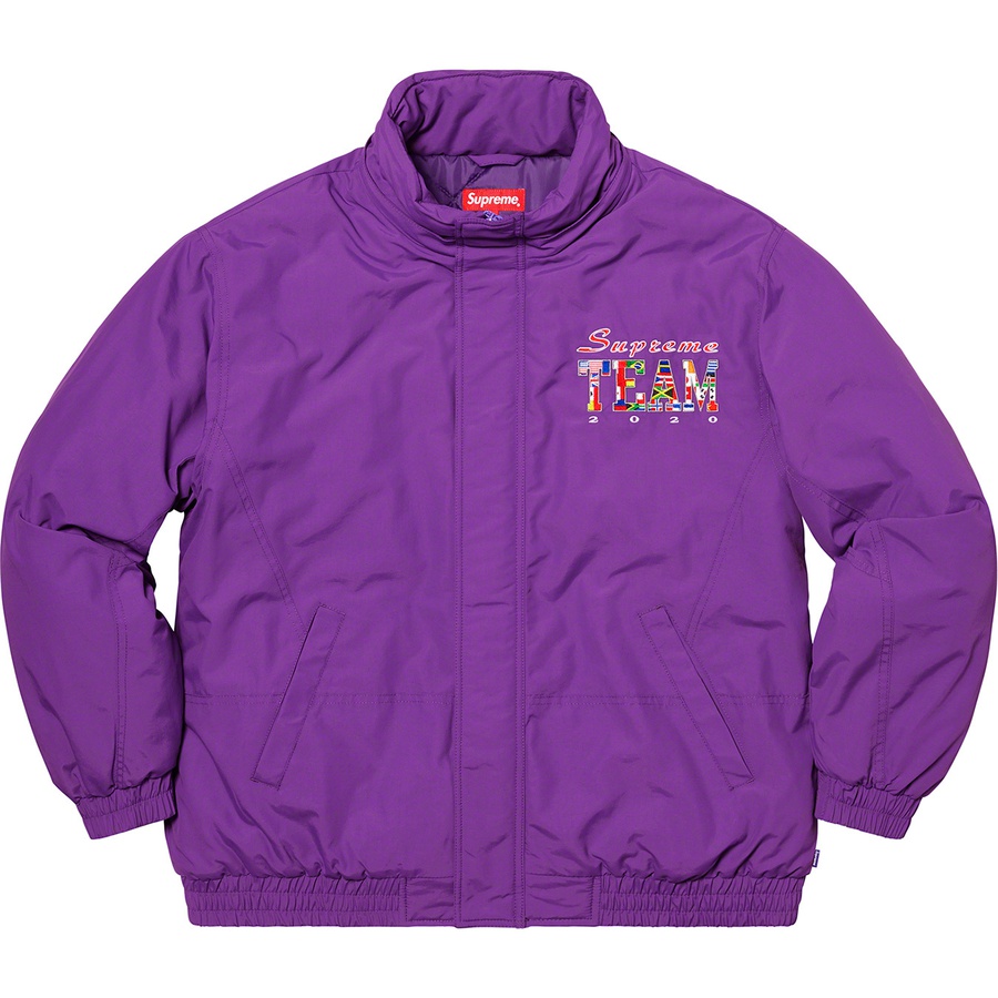 Details on Supreme Team Puffy Jacket Purple from spring summer 2020 (Price is $248)