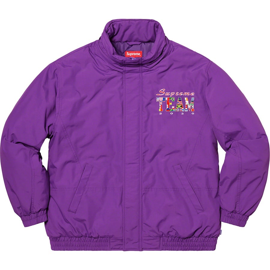 Details on Supreme Team Puffy Jacket Purple from spring summer
                                                    2020 (Price is $248)