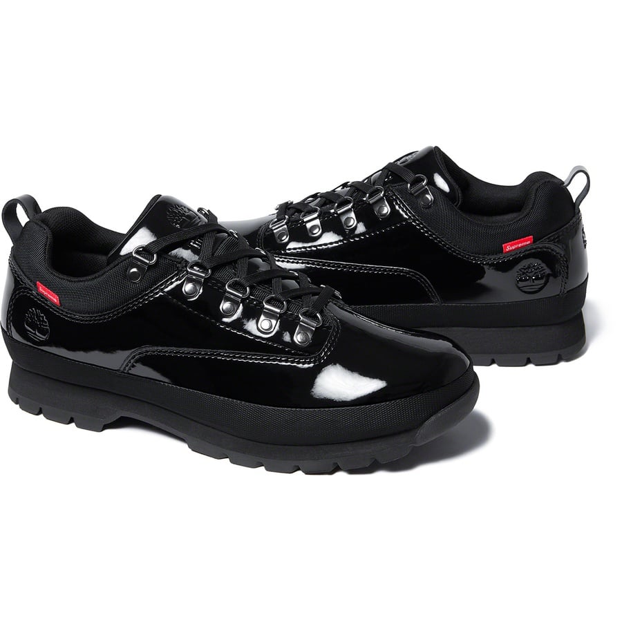 Details on Supreme Timberland Patent Leather Euro Hiker Low Black from spring summer
                                                    2020 (Price is $168)