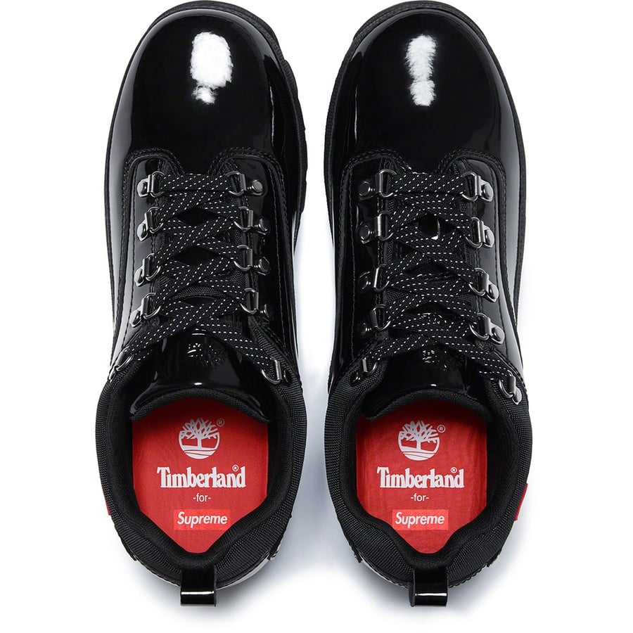 Details on Supreme Timberland Patent Leather Euro Hiker Low Black from spring summer
                                                    2020 (Price is $168)