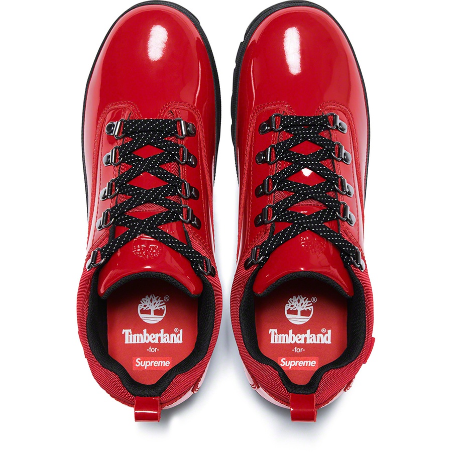 Details on Supreme Timberland Patent Leather Euro Hiker Low Red from spring summer
                                                    2020 (Price is $168)