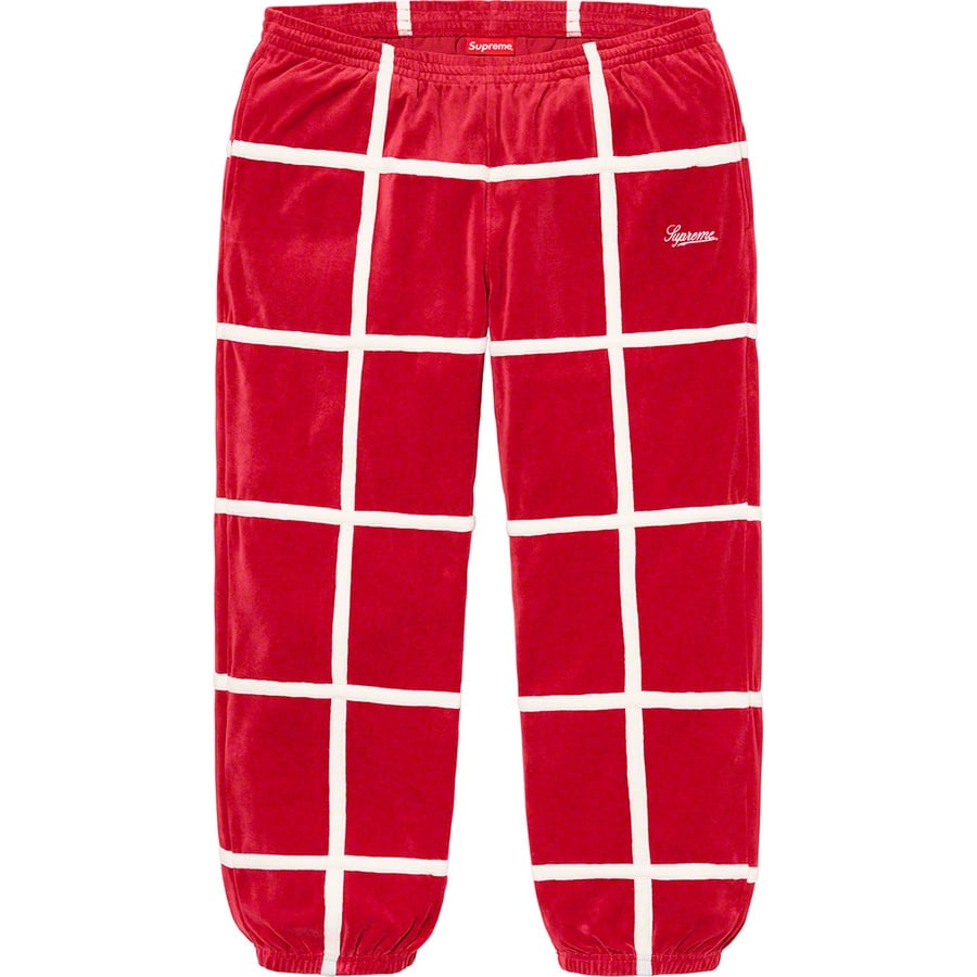 Details on Grid Taping Velour Pant Red from spring summer
                                                    2020 (Price is $138)