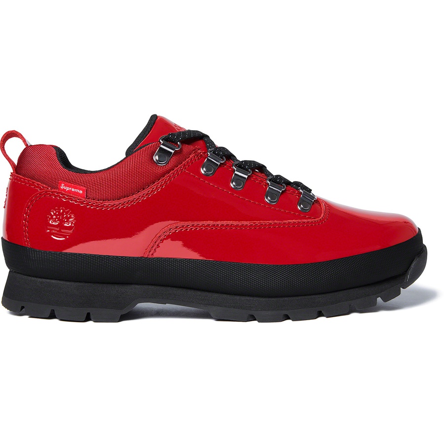 Details on Supreme Timberland Patent Leather Euro Hiker Low Red from spring summer
                                                    2020 (Price is $168)