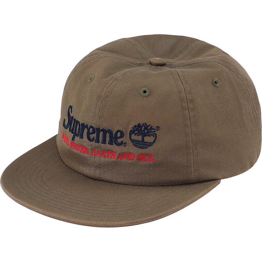 Details on Supreme Timberland 6-Panel Olive from spring summer
                                                    2020 (Price is $48)