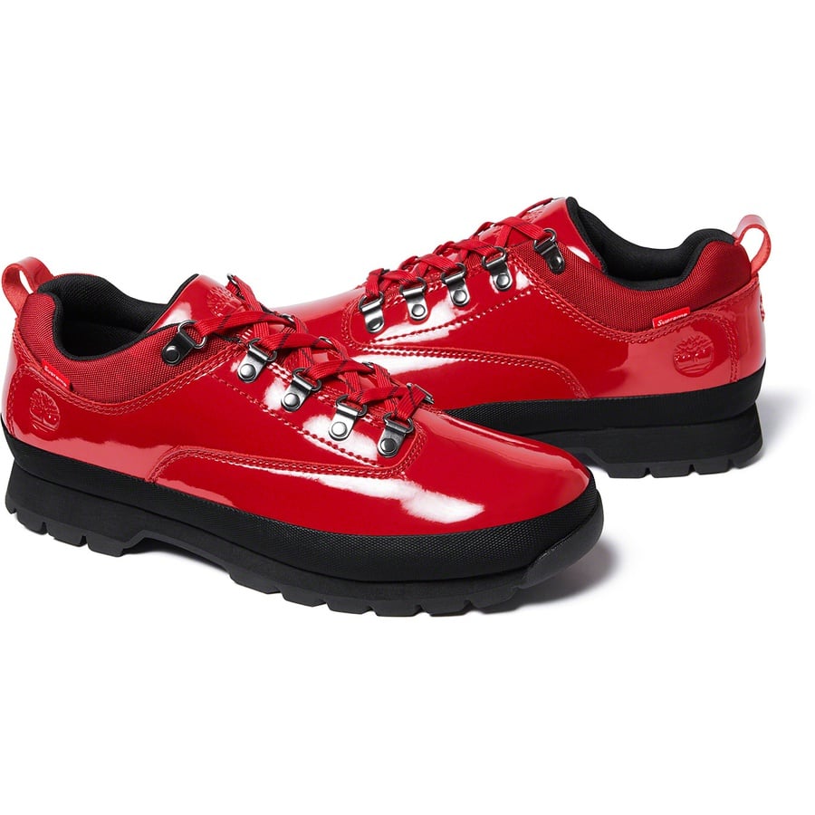 Details on Supreme Timberland Patent Leather Euro Hiker Low Red from spring summer
                                                    2020 (Price is $168)