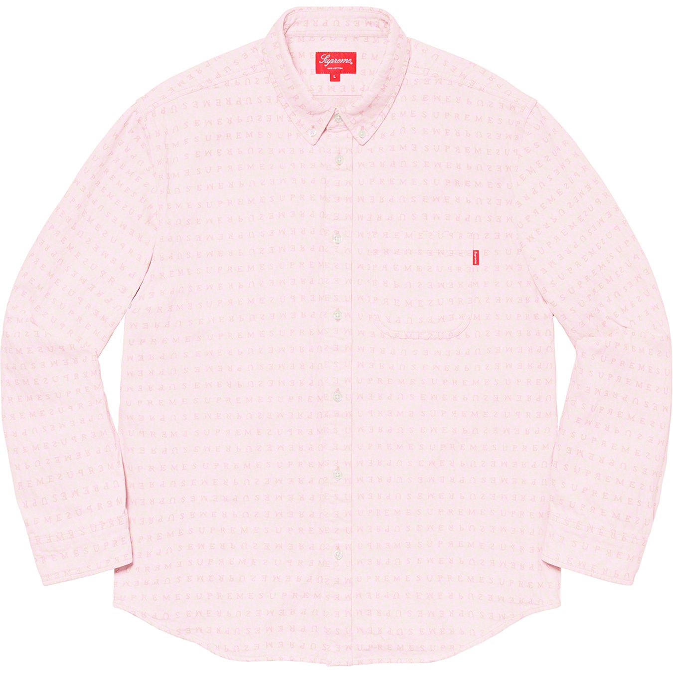 Supreme Jacquard Logos Denim Shirt Pink Size Small