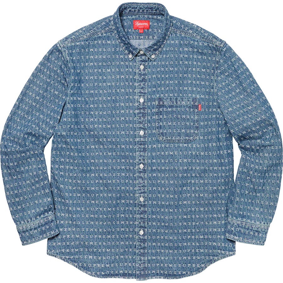 Details on Jacquard Logos Denim Shirt Blue from spring summer
                                                    2020 (Price is $138)