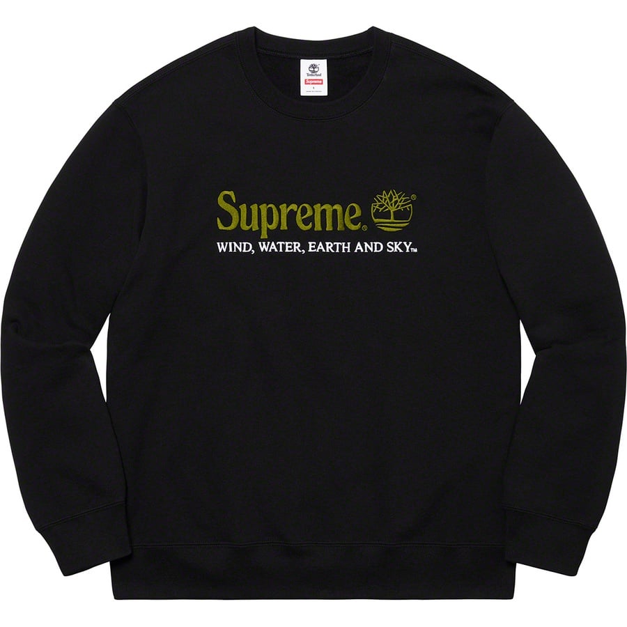 Details on Supreme Timberland Crewneck Black from spring summer
                                                    2020 (Price is $148)