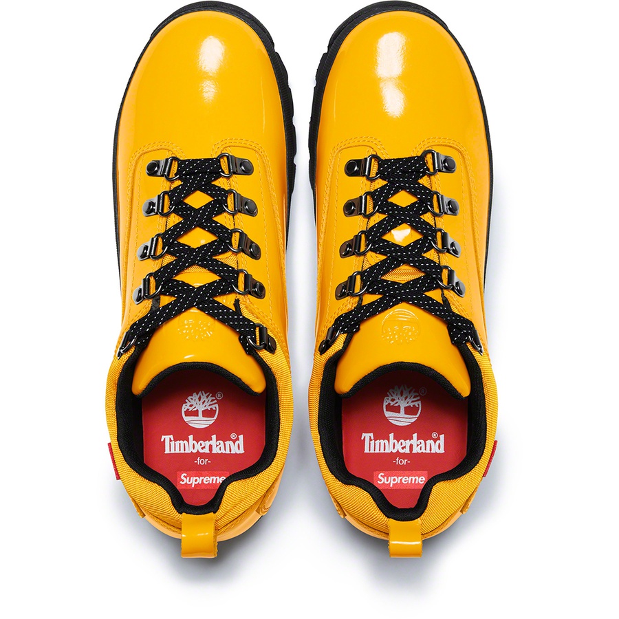 Details on Supreme Timberland Patent Leather Euro Hiker Low Yellow from spring summer
                                                    2020 (Price is $168)