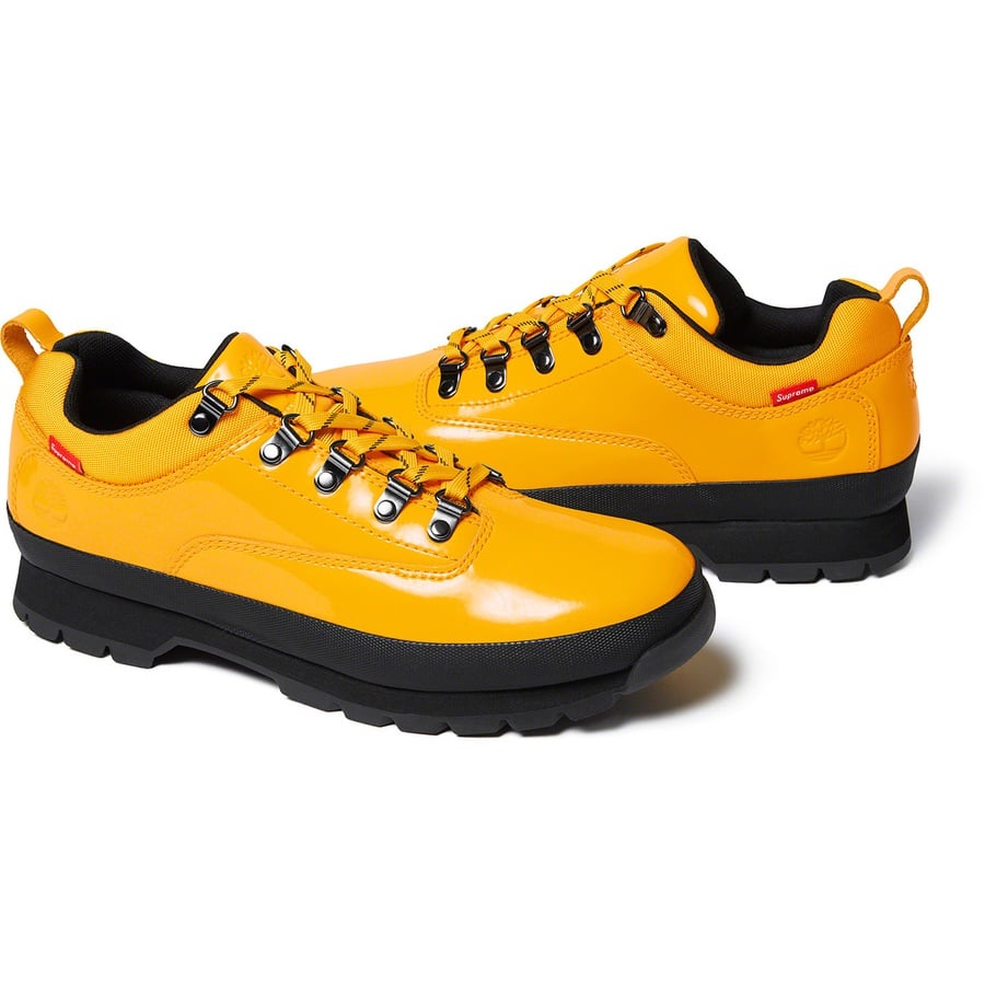 Details on Supreme Timberland Patent Leather Euro Hiker Low Yellow from spring summer
                                                    2020 (Price is $168)