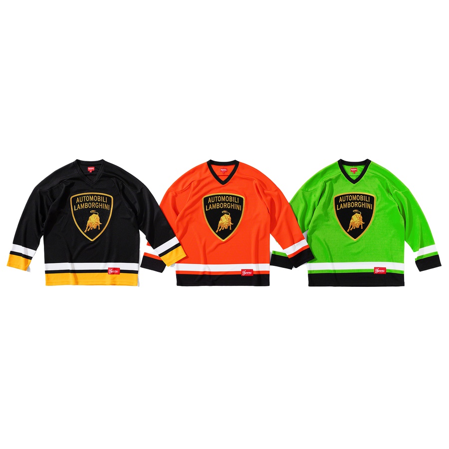 Details on Supreme Automobili Lamborghini Hockey Jersey from spring summer
                                            2020 (Price is $148)